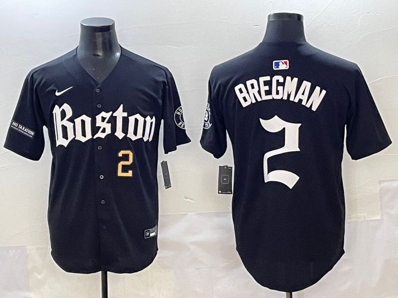 Men 2025 Boston Red Sox #2 Bregman Black Five generations Joint Name Nike MLB Jersey style 10->boston red sox->MLB Jersey